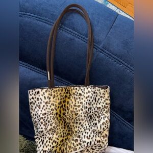 Vintage ESPIRIT Leopard Print Tote Bag REVERSIBLE